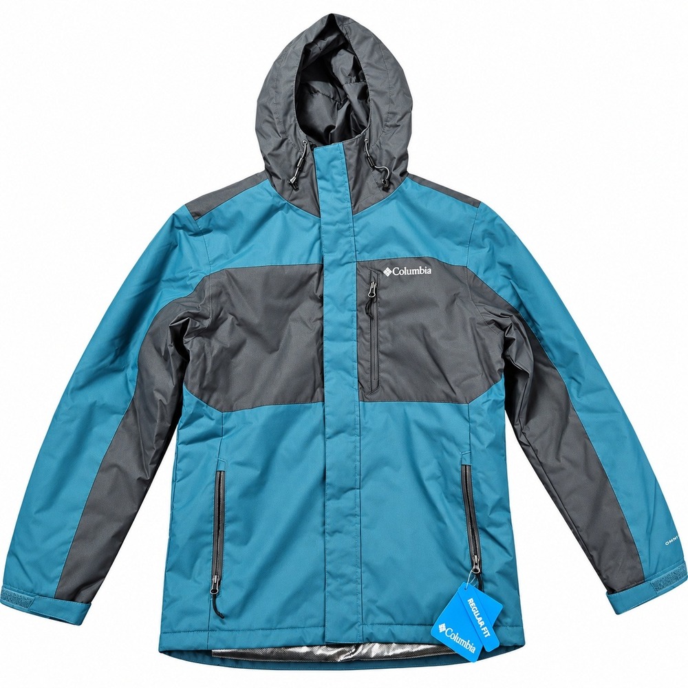 Columbia Tipton Peak III Insulated Jacket Men S Blue Grey Omni-Heat Hooded NWT